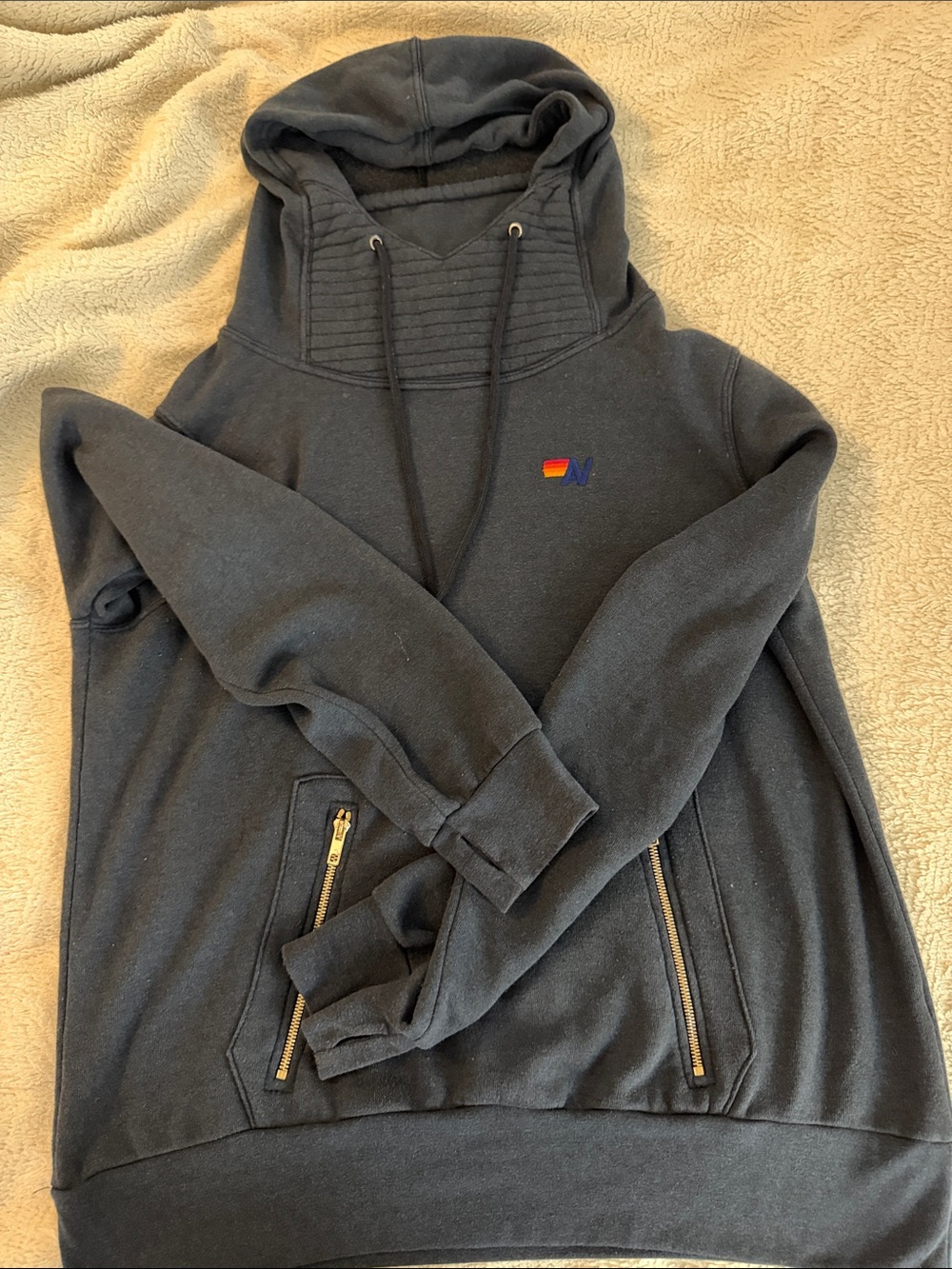 Aviator Nation Charcoal Black Ninja Hoodie Large